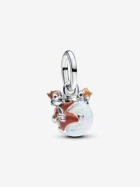 Pandora Silver Fox Charm with Brown and White Accents
